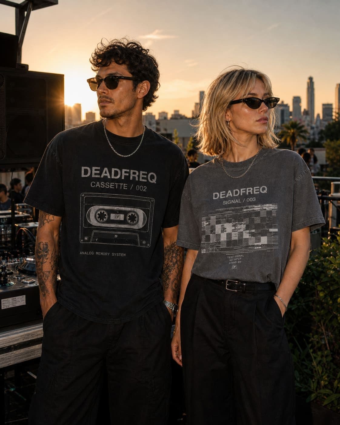 Cassette / 002 Analog Memory Tee — Rooftop sundown duo